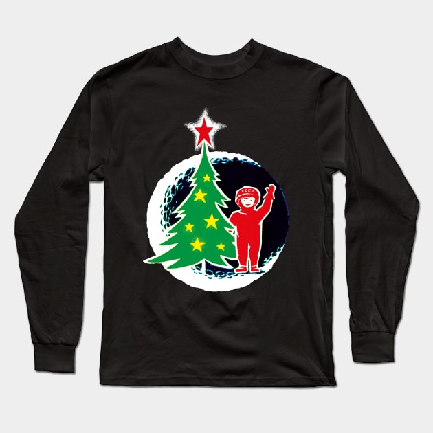 Soviet New Year in Space, Space Christmas Soviet Long Sleeve T-Shirt by ArtFay